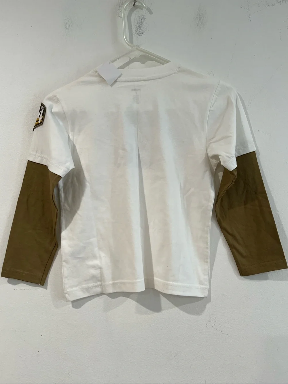 Gymboree Fighting Wildcats 128 Long-Sleeve Layered Tee - White & brown 6 y